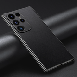 Genuine Cowhide Leather Plated Sides Samsung Case-Exoticase-For Galaxy S25 Ultra-Black-Exoticase