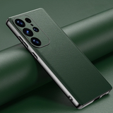 Genuine Cowhide Leather Plated Sides Samsung Case-Exoticase-For Galaxy S25 Ultra-Green-Exoticase