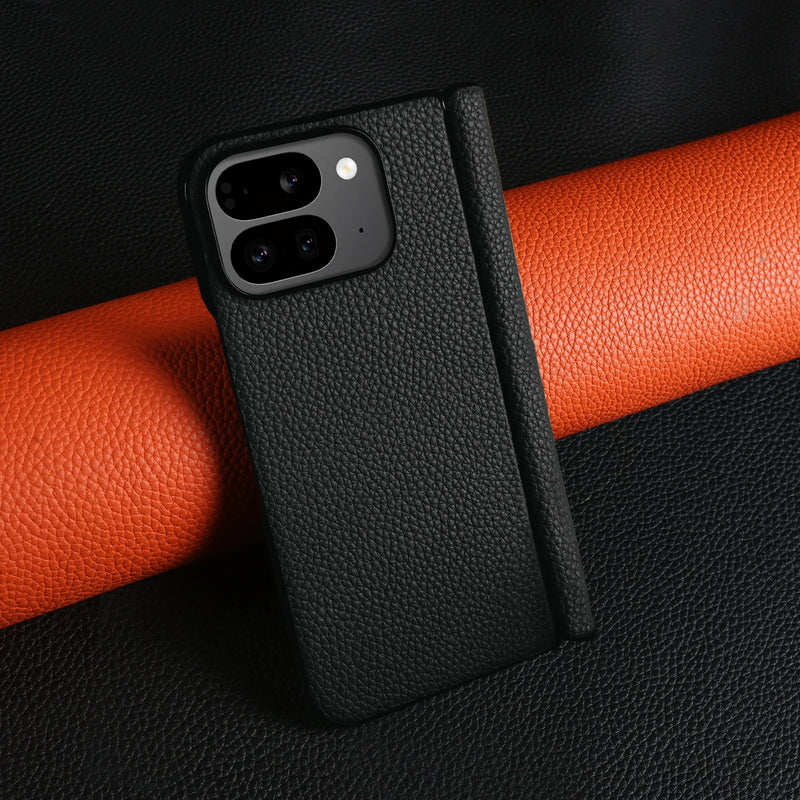 Genuine Leather Pixel Fold Case-Exoticase-Pixel 9 Pro Fold-Black-Exoticase
