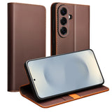 Genuine Leather Premium Flip Wallet Samsung Case-Exoticase-Samsung S26 Ultra-Brown-Exoticase
