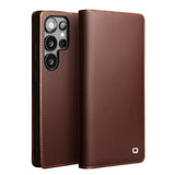 Genuine Leather Premium Flip Wallet Samsung Case-Exoticase-Samsung S25 Ultra-Brown-Exoticase