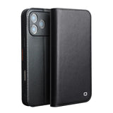 Genuine Leather Premium Flip Wallet iPhone Case-Exoticase-For iPhone 17 Pro Max-Black-Exoticase