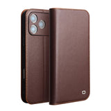Genuine Leather Premium Flip Wallet iPhone Case-Exoticase-For iPhone 17 Pro Max-Brown-Exoticase