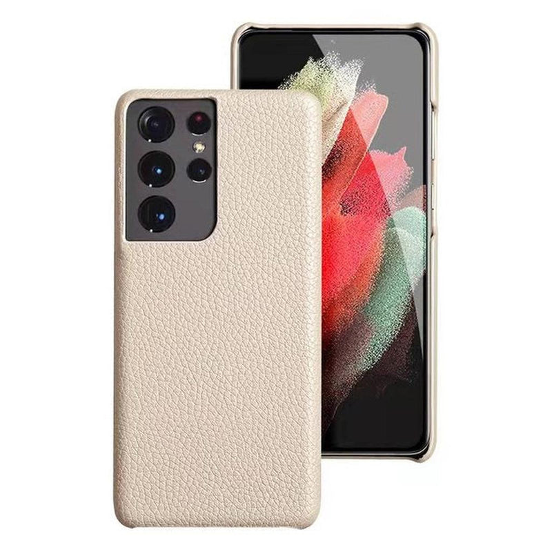 Genuine Leather Samsung Galaxy Case-Exoticase-For Samsung S23 Ultra-Beige-