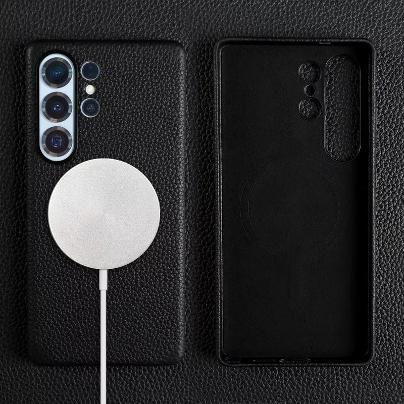 Genuine Leather Samsung Galaxy Case-Exoticase-For Samsung S25 Ultra-Black-Exoticase