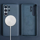 Genuine Leather Samsung Galaxy Case-Exoticase-For Samsung S25 Ultra-Blue-Exoticase