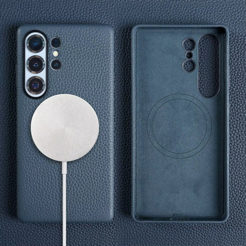 Genuine Leather Samsung Galaxy Case-Exoticase-For Samsung S25 Ultra-Blue-Exoticase