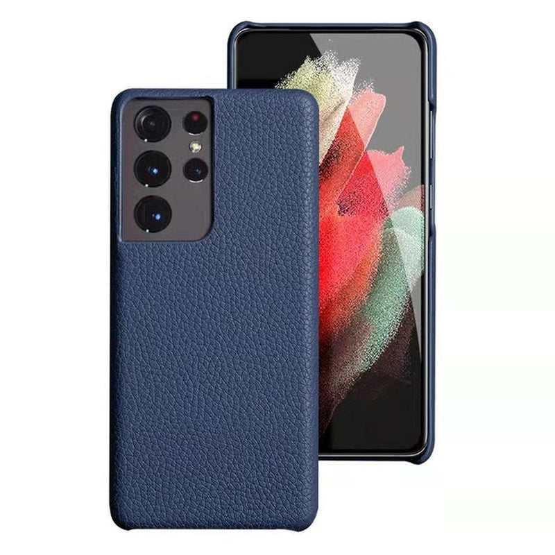 Genuine Leather Samsung Galaxy Case-Exoticase-For Samsung S23 Ultra-Blue-