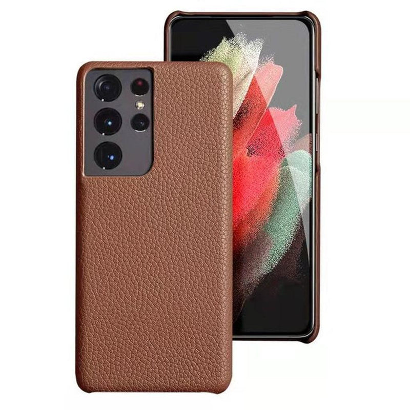 Genuine Leather Samsung Galaxy Case-Exoticase-For Samsung S23 Ultra-Dark Brown-