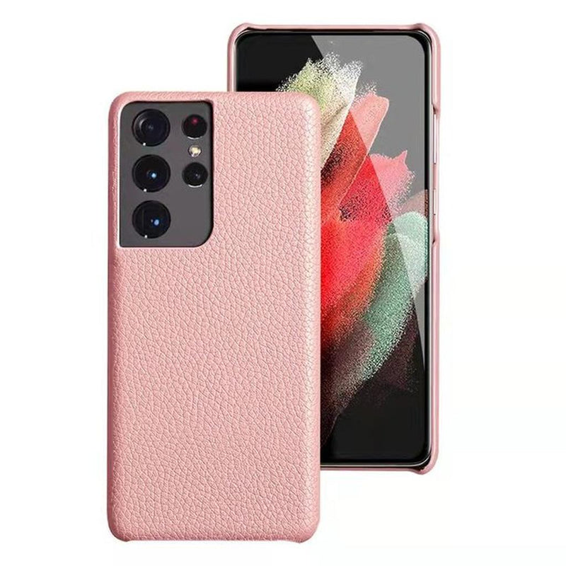 Genuine Leather Samsung Galaxy Case-Exoticase-For Samsung S23 Ultra-Pink-