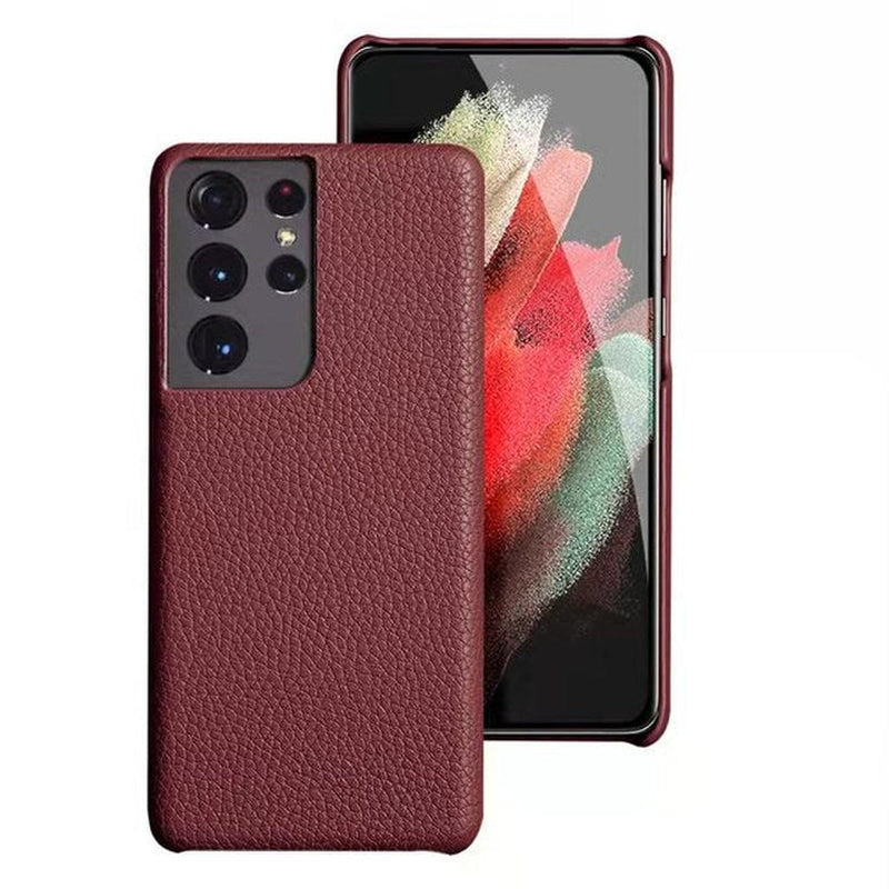 Genuine Leather Samsung Galaxy Case-Exoticase-For Samsung S23 Ultra-Red-