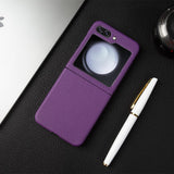 Genuine Leather Samsung Galaxy Z Flip Case-Exoticase-Samsung Z Flip 5-Purple-