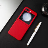 Genuine Leather Samsung Galaxy Z Flip Case-Exoticase-Samsung Z Flip 5-Red-