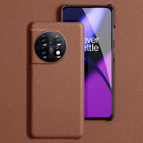 Genuine Litchi Grain Leather OnePlus Case-Exoticase-For Oneplus 11R-Brown-