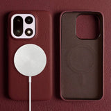 Genuine Litchi Grain Leather OnePlus Case-Exoticase-For OnePlus 15-Dark Red-Exoticase