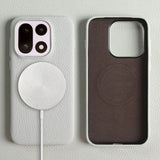 Genuine Litchi Grain Leather OnePlus Case-Exoticase-For OnePlus 15-Light Gray-Exoticase