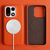 Genuine Litchi Grain Leather OnePlus Case-Exoticase-For OnePlus 15-Orange-Exoticase