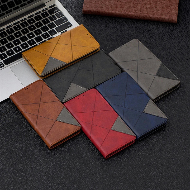 Geometric Leather Flip Wallet iPhone Case-Exoticase-Exoticase