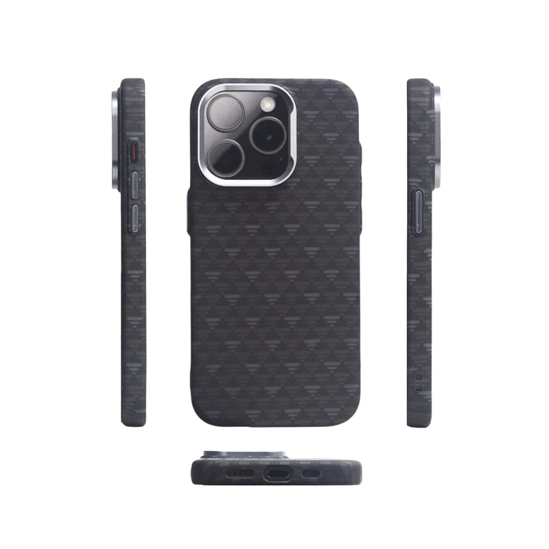 Geometric Tessellation Alloy Lens MagSafe iPhone Case-Exoticase-Black-iPhone 16 Pro Max-Exoticase