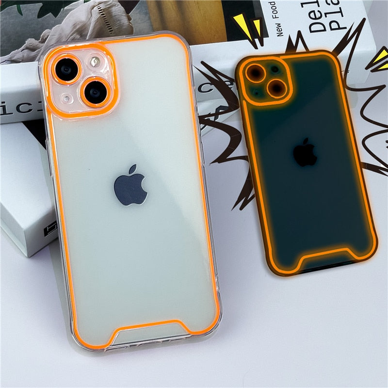 Glow In The Dark Luminous Transparent iPhone Case-Exoticase-For iPhone 15 Pro Max-Orange-