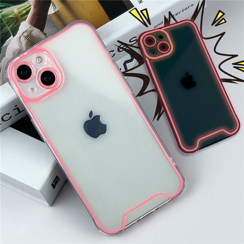 Glow In The Dark Luminous Transparent iPhone Case-Exoticase-For iPhone 15 Pro Max-Pink-