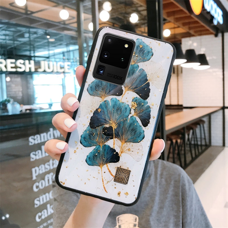 Gold Foil Floral Marble Samsung Case-Samsung Galaxy Phone Case-Exoticase-For S22 Ultra-3-
