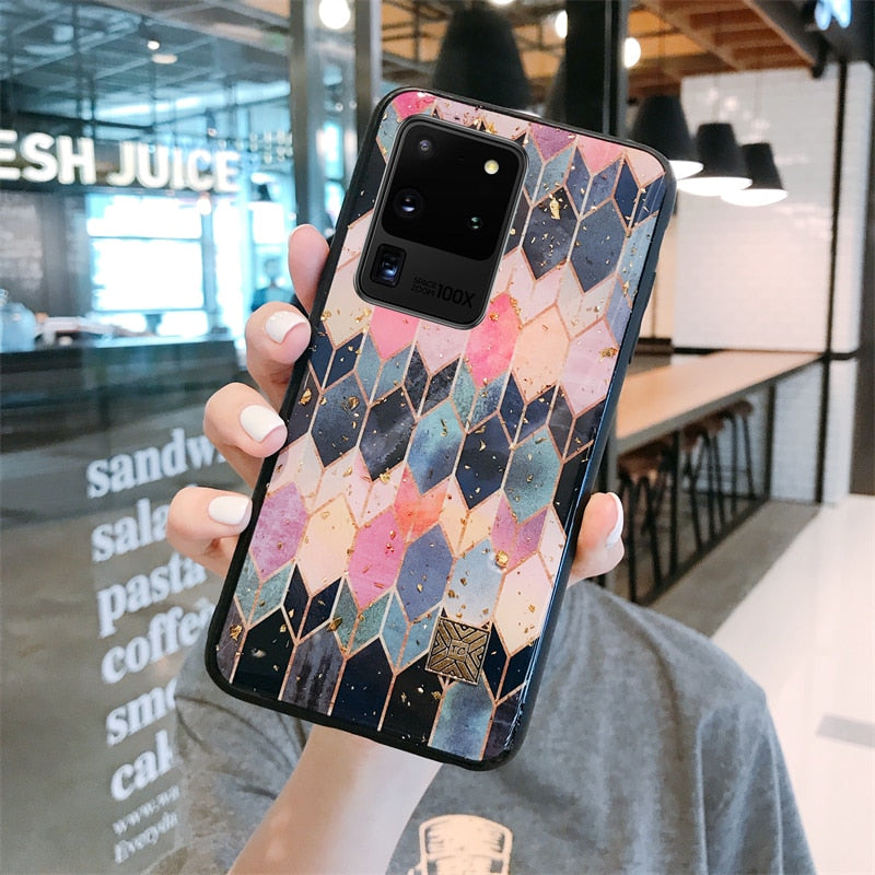 Gold Foil Floral Marble Samsung Case-Samsung Galaxy Phone Case-Exoticase-For S22 Ultra-5-