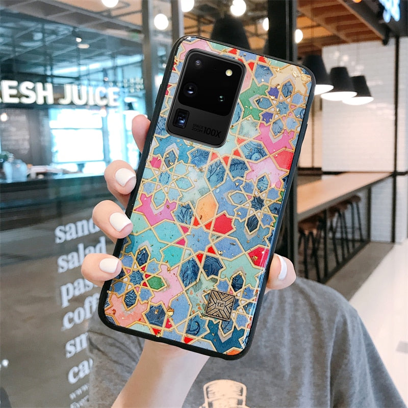 Gold Foil Floral Marble Samsung Case-Samsung Galaxy Phone Case-Exoticase-For S22 Ultra-6-