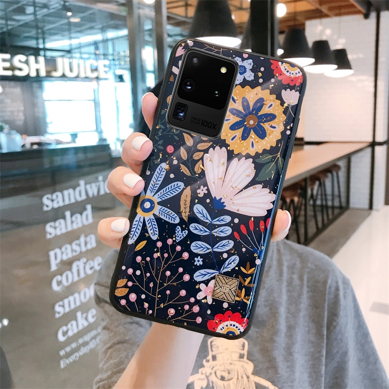Gold Foil Floral Marble Samsung Case-Samsung Galaxy Phone Case-Exoticase-For S22 Ultra-9-
