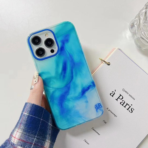Gradient Marble Colorflow iPhone Case-Exoticase-For iPhone 13-Blue-Exoticase