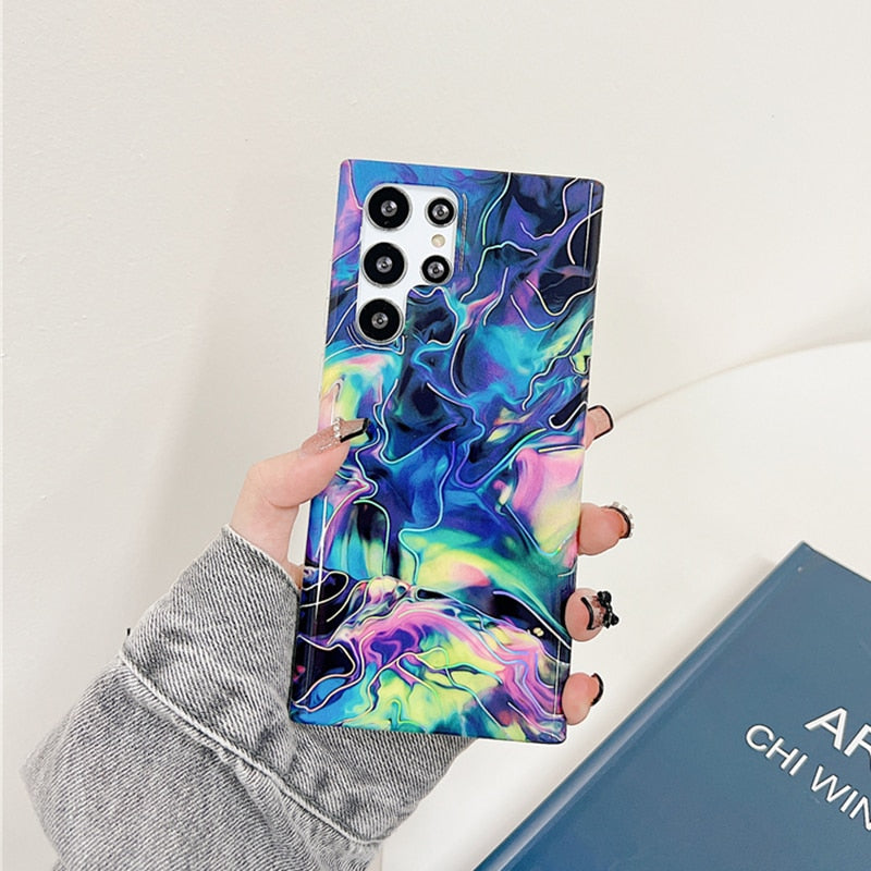 Gradient Marble Laser Samsung Case-Exoticase-For Samsung S22Ultra-A-