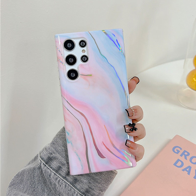 Gradient Marble Laser Samsung Case-Exoticase-For Samsung S22Ultra-C-