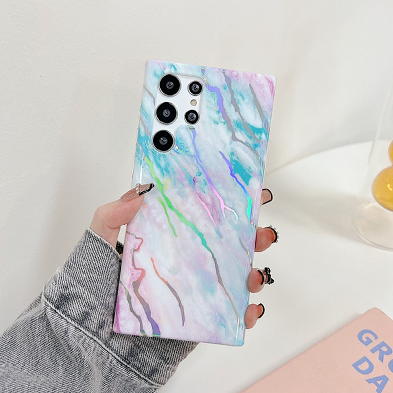 Gradient Marble Laser Samsung Case-Exoticase-For Samsung S22Ultra-E-