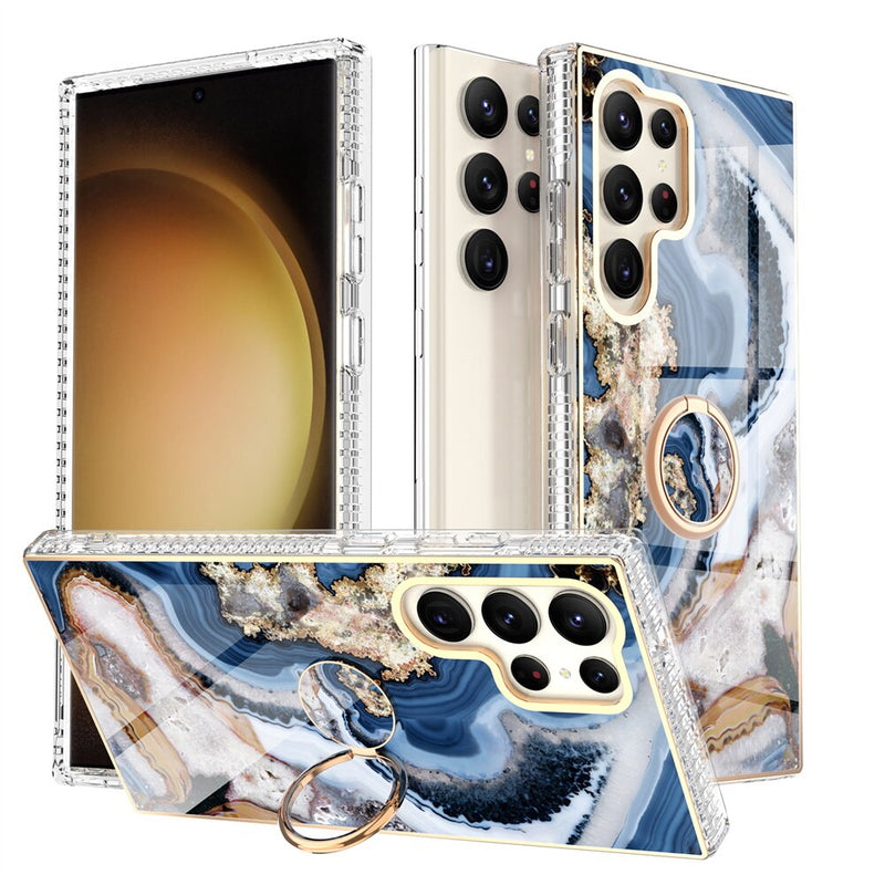 Gradient Marble With Ring Holder Case For Samsung Galaxy-Exoticase-