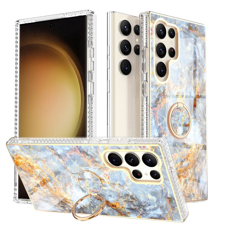Gradient Marble With Ring Holder Case For Samsung Galaxy-Exoticase-