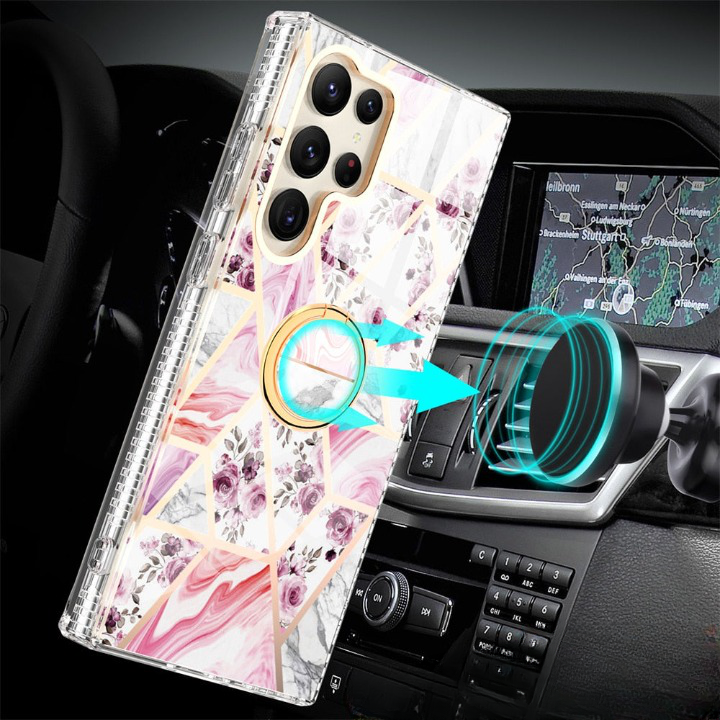 Gradient Marble With Ring Holder Case For Samsung Galaxy-Exoticase-