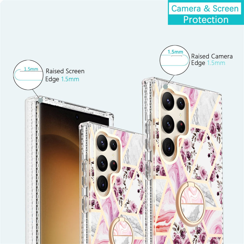 Gradient Marble With Ring Holder Case For Samsung Galaxy-Exoticase-