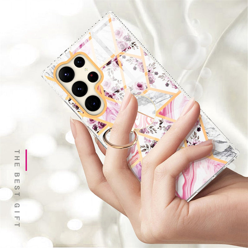 Gradient Marble With Ring Holder Case For Samsung Galaxy-Exoticase-
