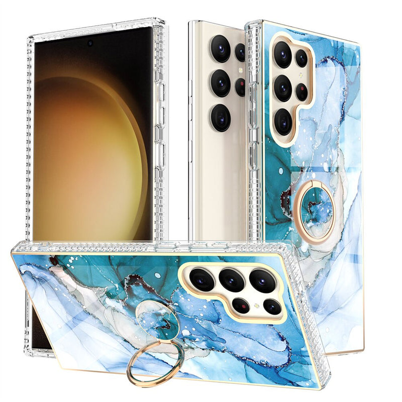 Gradient Marble With Ring Holder Case For Samsung Galaxy-Exoticase-