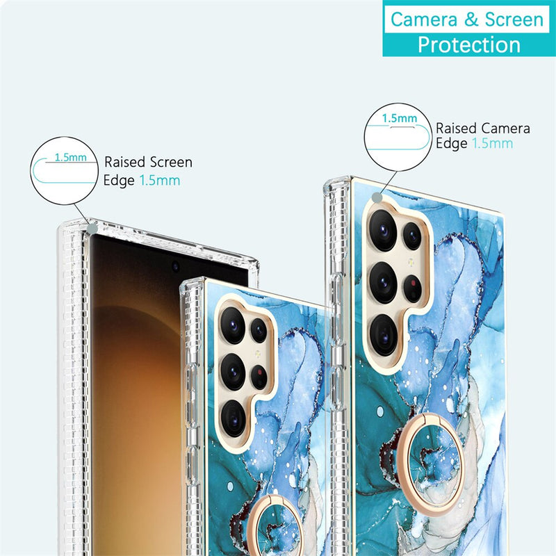 Gradient Marble With Ring Holder Case For Samsung Galaxy-Exoticase-