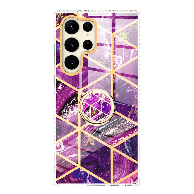 Gradient Marble With Ring Holder Case For Samsung Galaxy-Exoticase-For Samsung S23-h-