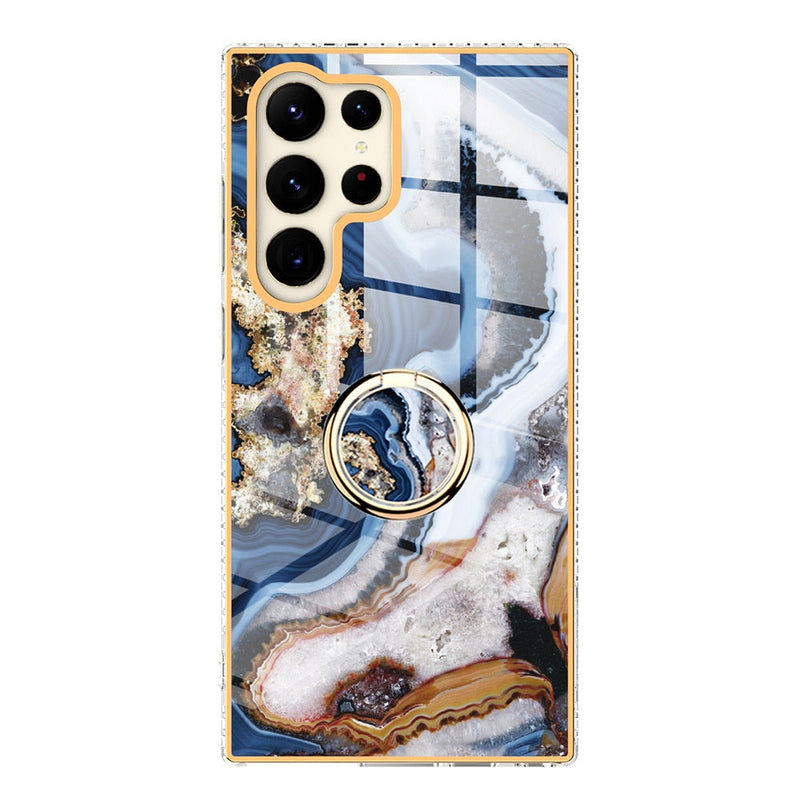 Gradient Marble With Ring Holder Case For Samsung Galaxy-Exoticase-For Samsung S23-m-