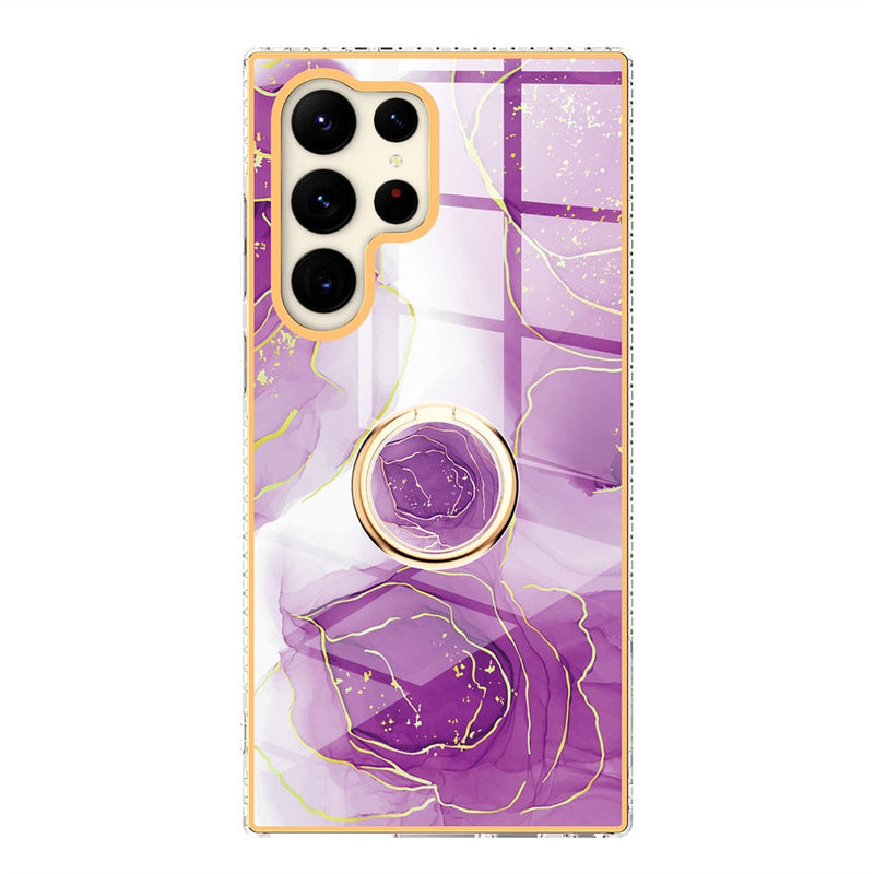 Gradient Marble With Ring Holder Case For Samsung Galaxy-Exoticase-For Samsung S23-o-Exoticase