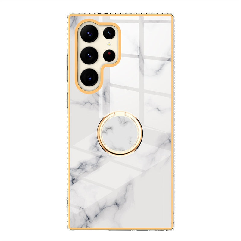 Gradient Marble With Ring Holder Case For Samsung Galaxy-Exoticase-For Samsung S23-s-