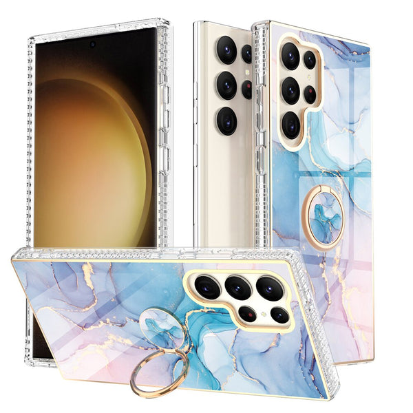 Gradient Marble With Ring Holder Case For Samsung Galaxy-Exoticase-