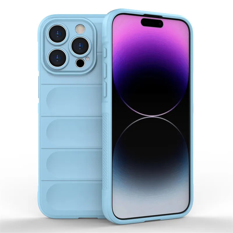Grip Friendly Silicone Apple iPhone Case-Exoticase-For iPhone 15 Pro Max-Light Blue-