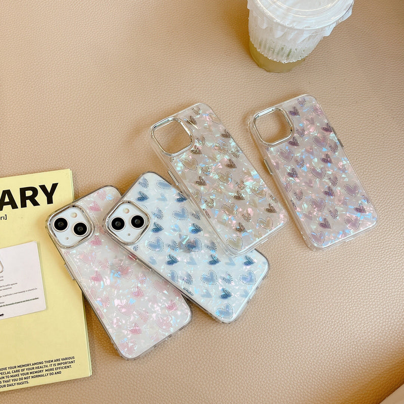 Heart Marble Plated iPhone Case-Exoticase-