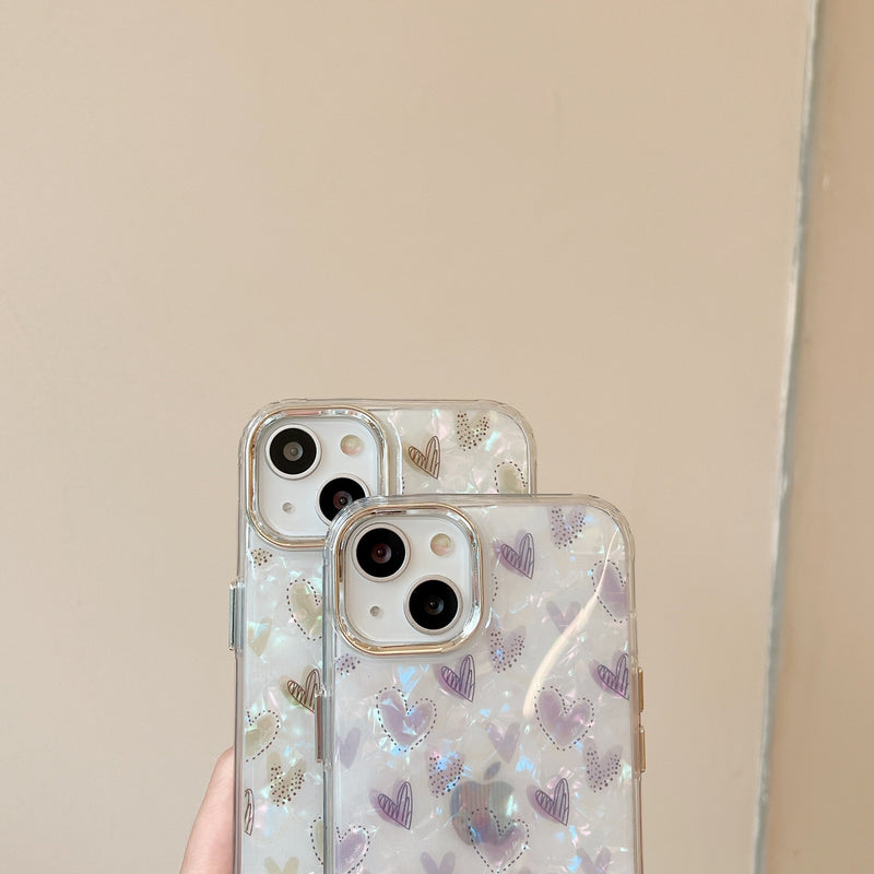 Heart Marble Plated iPhone Case-Exoticase-
