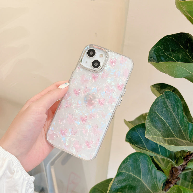 Heart Marble Plated iPhone Case-Exoticase-