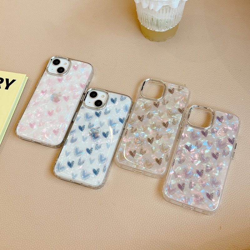 Heart Marble Plated iPhone Case-Exoticase-